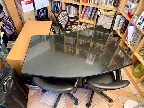Escritorio De Diseño Italiano Moderno Madera Cristal E Inox