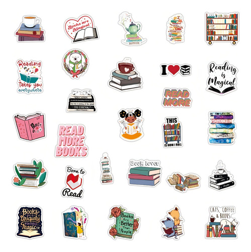 Libros Lectura 50 Calcomanias Stickers Contra Agua Leer