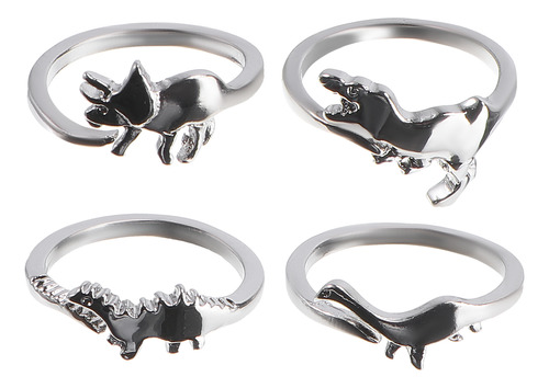 Anillos Vintage Con Forma De Dinosaurio Para Animales, 4 Uni