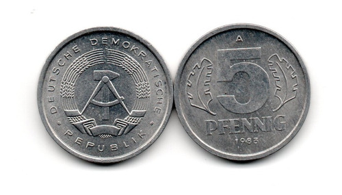 Alemania Republica Democratica Moneda 5 Pfennig 1983 Km#9.2