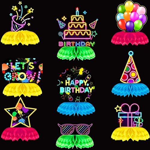 ~? 9 Piezas Glow Party Birthday Centerpiece Fluorescente Hon