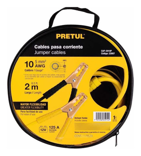 Cable Puente Batería 2mt Calibre 10 Awg  Pretul (truper)