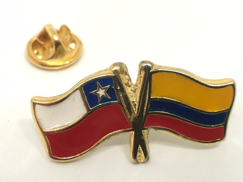 Pin Bandera Chile Y Colombia Entrelazadas 