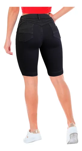 Bermuda Negra De Mezclilla Para Dama 35288