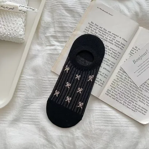 3pairs New Bow Boat Socks Invisible Soft Cotton Crew Socks