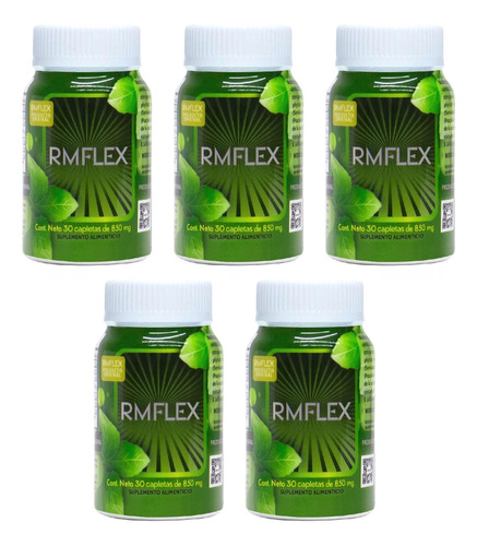 Rmflex 5 Frascos Con 30 Capletas C/u De 850 Mg Suplemento