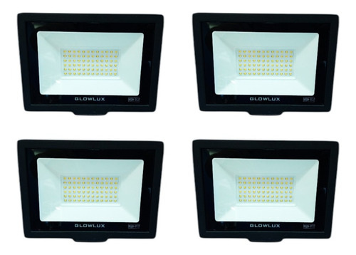 Pack X4 Proyector Reflector Eco Led 50w  Fría  Glowlux E A