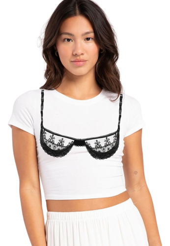 Baby Tee Bralette Coquette Crop Top Polo