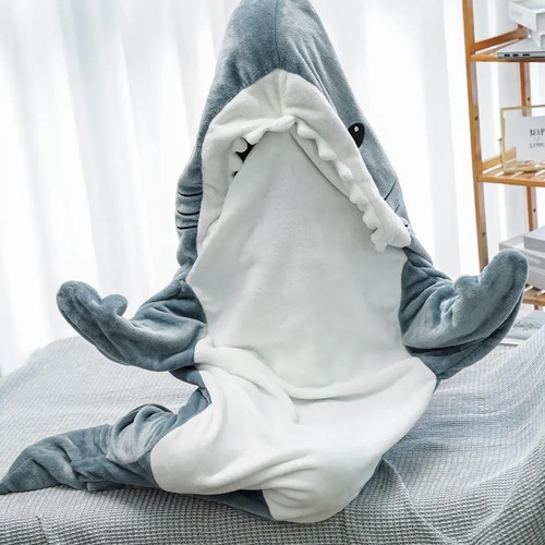Manta Tiburón Con Capucha Adultos Portátil Suave Franela Sgris Diseño
