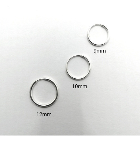 Arracadas Mini Hoops 9mm Delgada De Plata Ley 925 Par