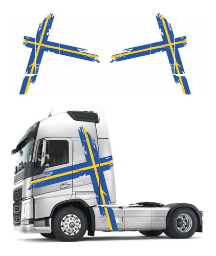 Adesivo Faixa Suecia Para Volvo Fh Performance Edition 20013 Cor AZUL/AMARELO