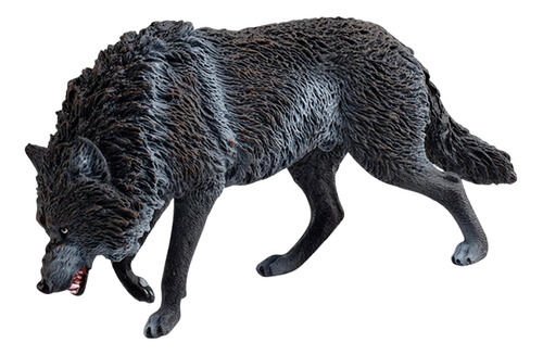 Mini Figura De Lobo, Figura De Animal Realista, Negro