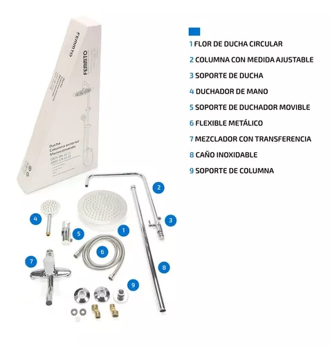 Griferia Ducha Monocomando Exterior Transferencia Duchador