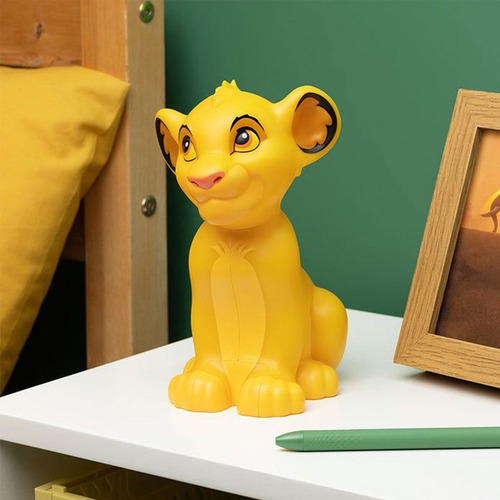 Lámpara De Noche Luz Decorativa 3d Disney Simba Rey León Estructura Amarillo Pantalla Amarillo