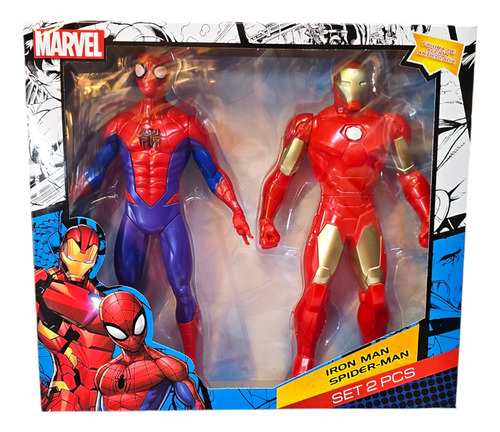 Figura De Accion Spiderman Y Iron Man 23cm - Sebigus - Dgl