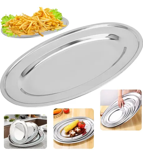 Travessa Oval Inox Rasa 35 Cm
