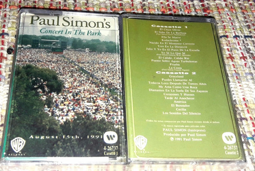 Paul Simons / Concert In The Park 1991 Cassette Doble  Nuevo