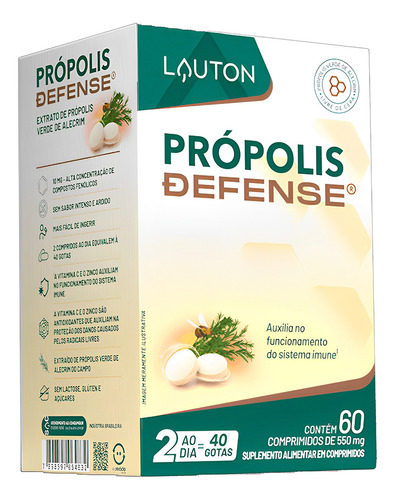 Própolis Verde Alecrim Lauton Com Vit. C/d3 Zinco 60comp
