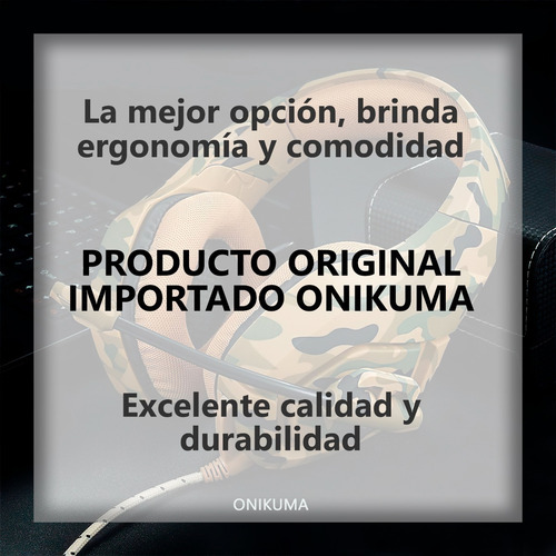 Imagen 5 de 6 de Auriculares Gamer Vincha Onikuma K1-b Camuflado Microfono
