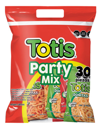 Totis Mega Party Mix Frituras Botana Sal, Limón Y Chile 30pz