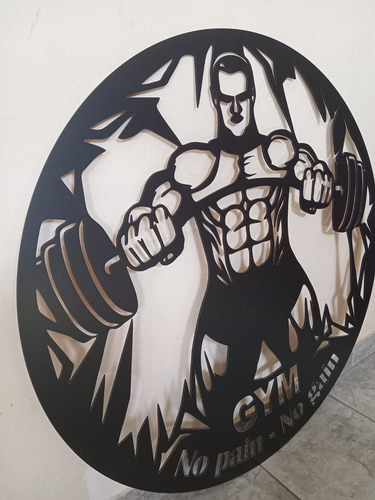 Cuadro Decorativo Circular De Gimnasio - Ade 87x87 Cm Negro