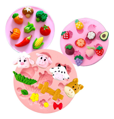 Molde De Silicone - Fazendinha/ Bichos, Frutas E Legumes