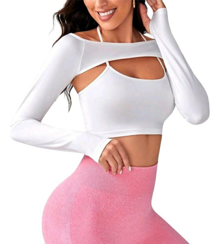 Crop Top Deportivo  Manga Larga - Blanco Ref. 2275