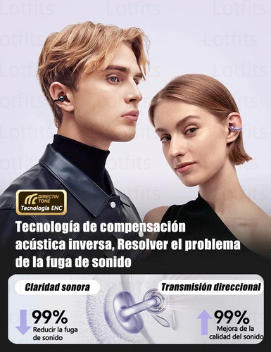 Lotfits Tws M91 Audífonos Bluetooth 5.4 Inalámbrico Impermeable Ipx6 Color Violeta