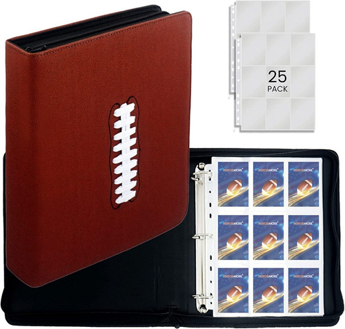 Carpeta Balón Para Tarjetas De Fútbol Americano + 25 Fundas