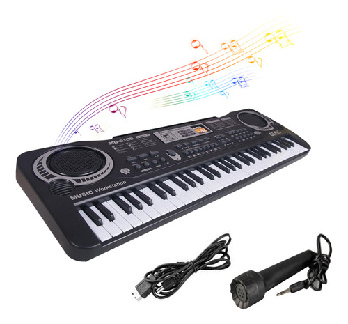 Instrumento De Piano Electrónico Digital Keys 61 Black Music