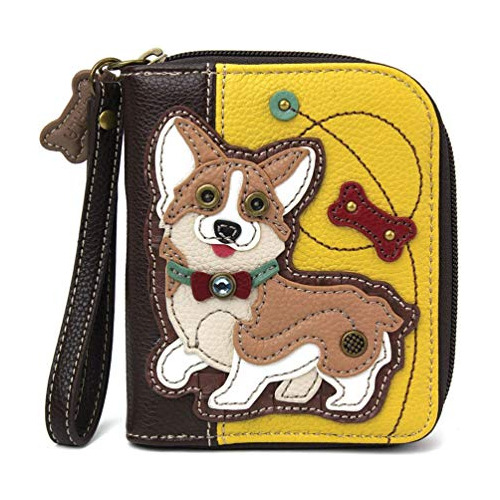 Chala Bolsos Corgi Zip-around Wristlet Wallet, Dog Mom