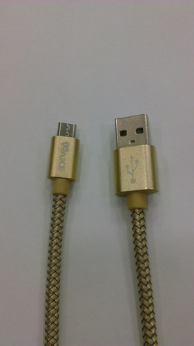 Cable Wake Micro Usb Metalizado 2 Mts Dorado