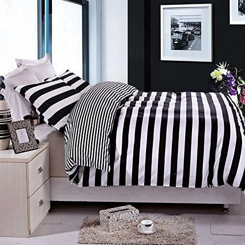 Ntbay 3 Piezas Duvet Cover Set Negro Y Blanco De La Raya Imp