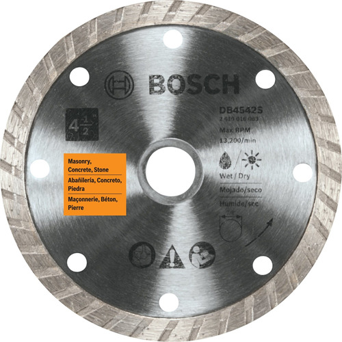 Disco De Diamante Bosch Db4542s Con Borde Turbo De 4-1/2 PuLG.