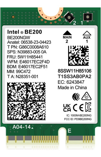Tarjeta De Red Inalámbrica Wifi 7 Intel Be200ngw 8774m...