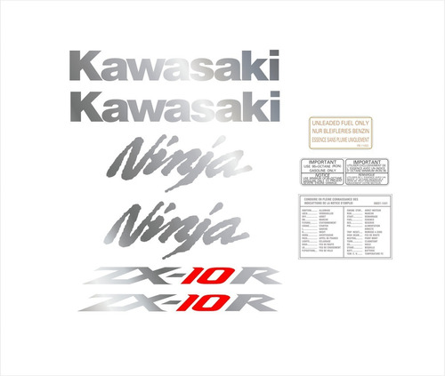Adesivos Faixa Compatível Kawasaki Zx-10r 08-09 Preta 108pt Cor KAWASAKI NINJA ZX-10R 08-09 PRETA