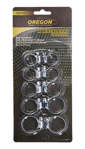 Abrazaderas Acero Inox Kit 10 Piezas Oregon Desde 8mm A 27mm