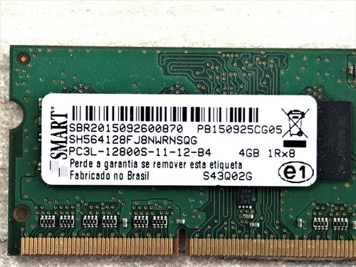 Imagem 2 de 4 de Memória Smart Ddr3- Pc3l - 4gb - 12800s - 1rx8 - Com Nf-e.
