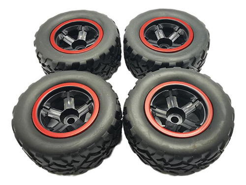 4 Piezas De Neumáticos De Rueda De Coche Rc Para Negro Rojo