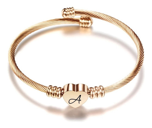 Pulcera Brazalete Letra Inicial Acero Inoxidable