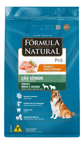 Ração Cães Sênior Pró Médio E Gr Frango 15kg Fórmula Natural