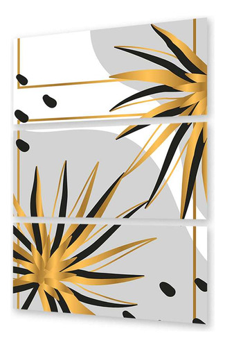 Cuadro Trip 60x90 Planta Oro Minimal Gris Negro Blanco M3