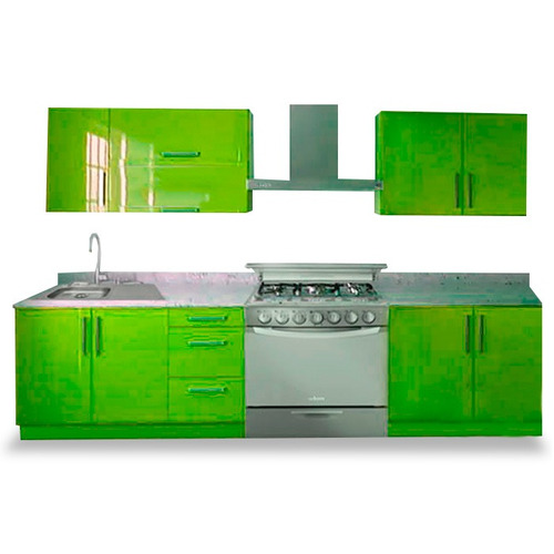 Cocina Integral Moderna Rochelle Izquierda 2.80m Verde.