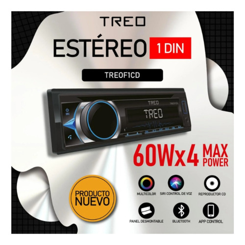 Autoestereo 4rca Am Fm Cd App Control Bt Siri Treo Treof1cd