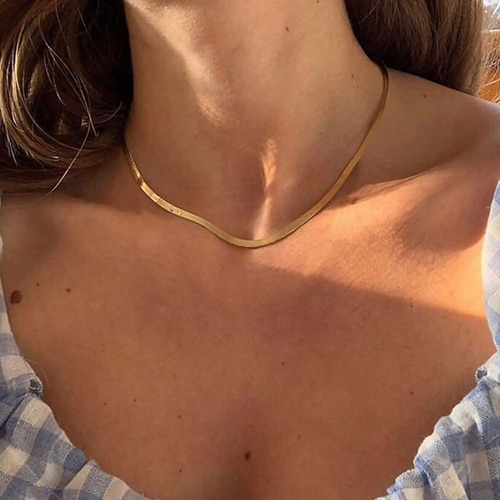 Chesky 14 K Banhado A Ouro Cobra Corrente Colar De Ouro Espi