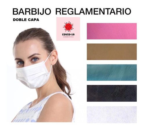 Barbijos X 5 Reglamentario  Con Pliegue Lavable Reutilizable