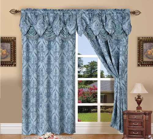 Lopie Jacquard Look Curtain Panel Set  54 By 84inch  Bl...