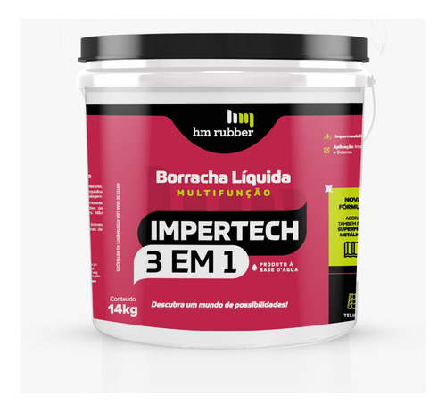 Borracha Líquida Impertech 3 Em 1 14kg Hm Rubber Tinta Acabamento Acetinado Cor Cinza-claro