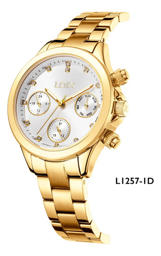 Reloj Dama Loix® L1257-1 Dorado Con Tablero Plateado