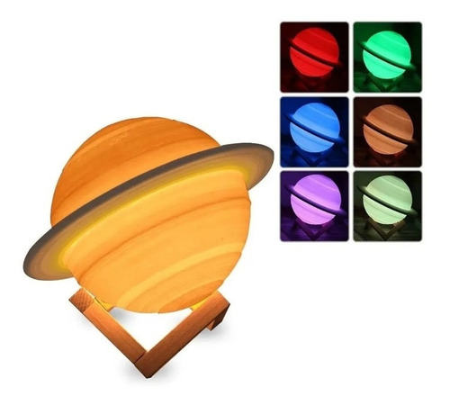 Lampara Saturno 3d Recargable Colores 